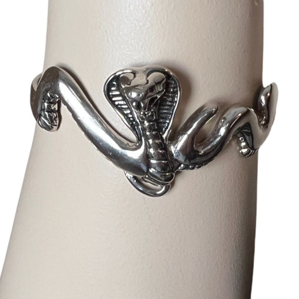 Silver tone cobra / asp bracelet